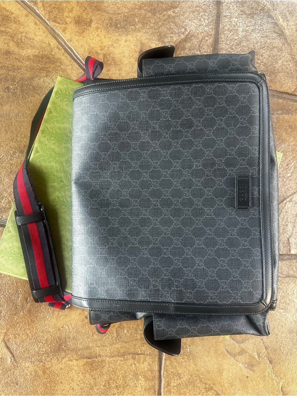 Gucci Diaper Bag with Red-Blue Web Strap